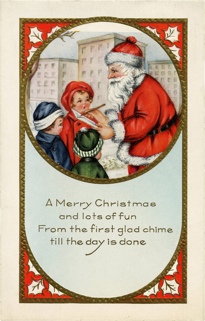 Vintage Santa Children List Illustration