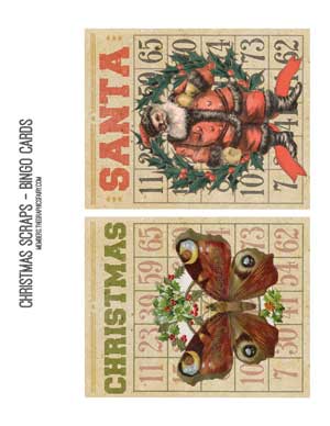 Bingo cards with santa and butterfly