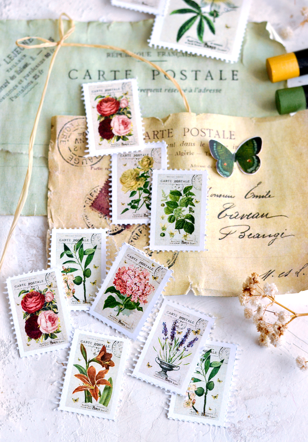 DIY Faux Vintage Postage Stamps