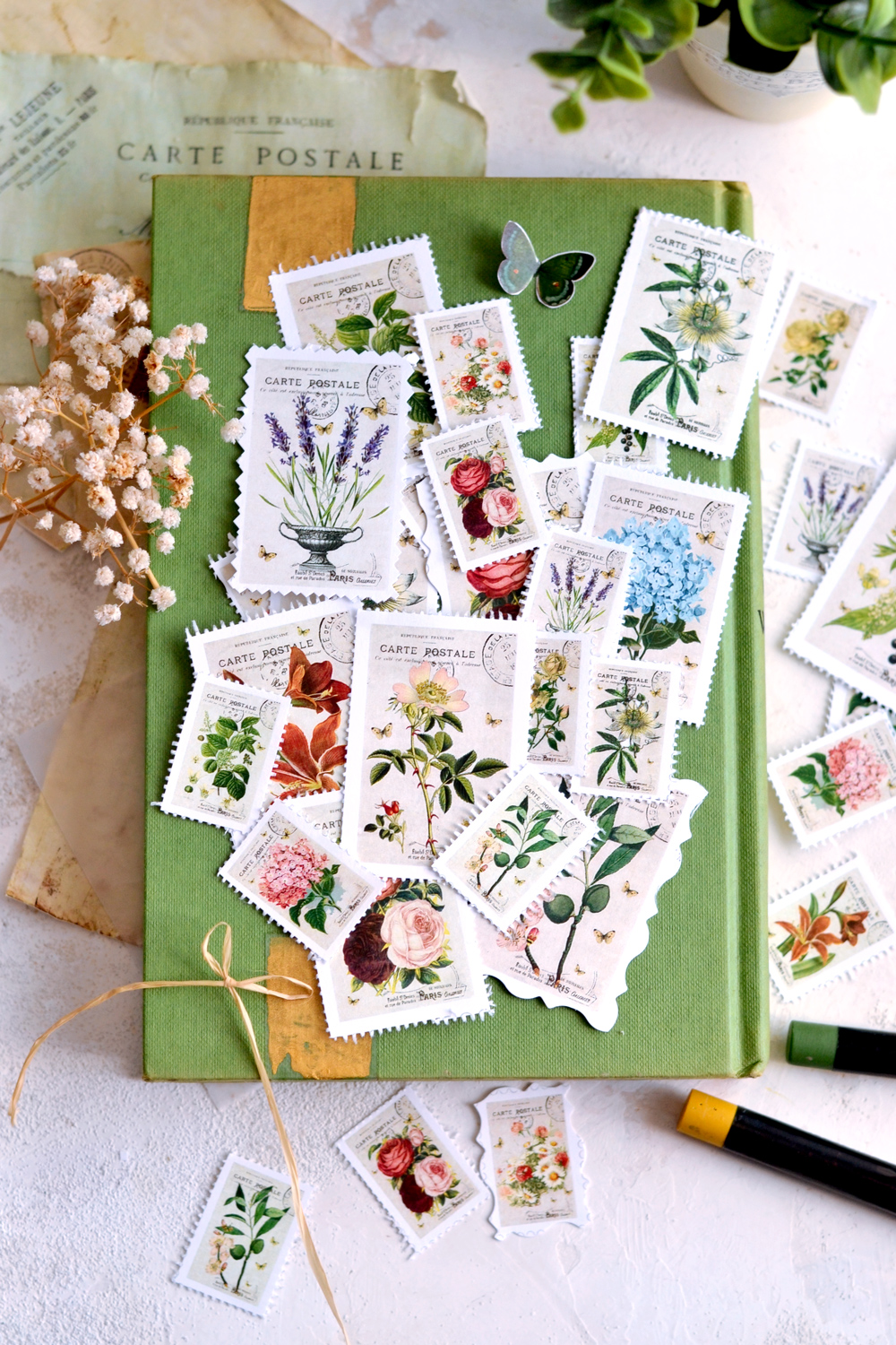 Nature Inspired Vintage Stamp Stickers