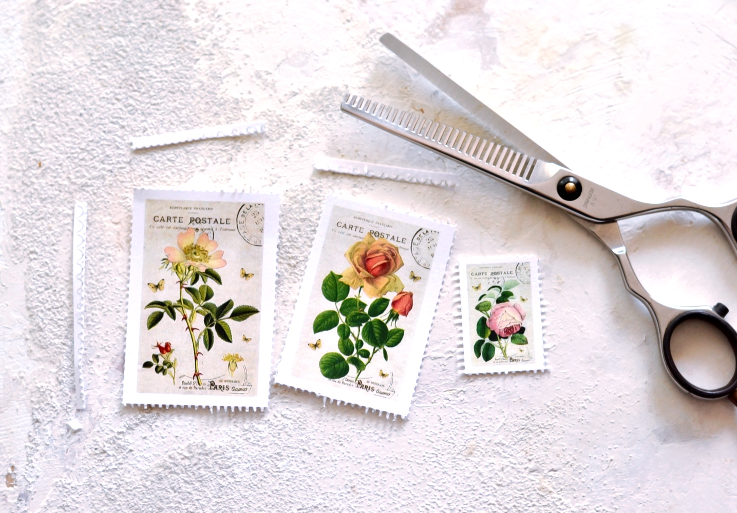 Floral Stickers Vintage Faux Stamps Graphic by Summer Digital