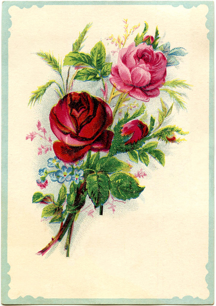 Vintage Red Pink Rose Bouquet Image