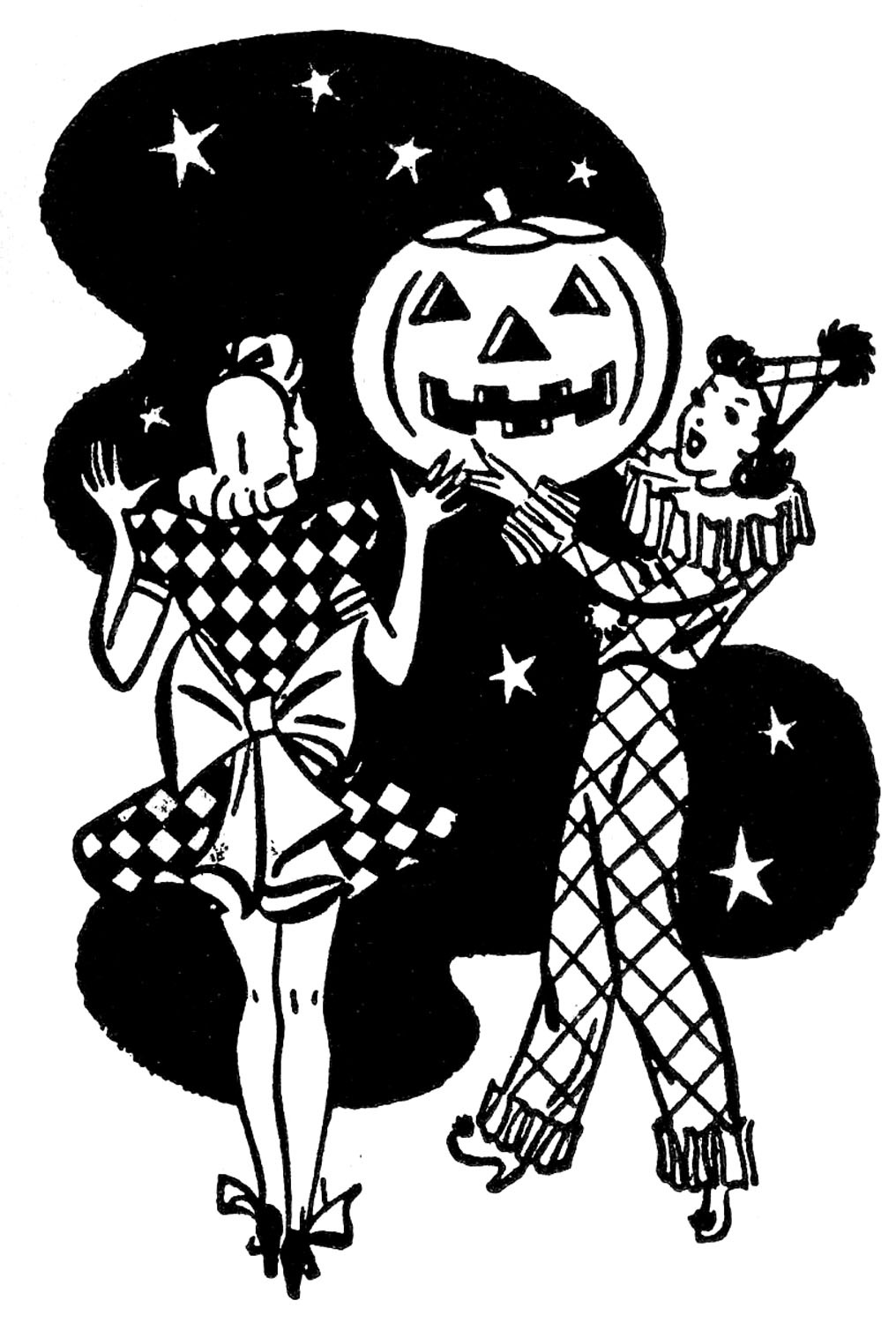 vintage black and white halloween clipart