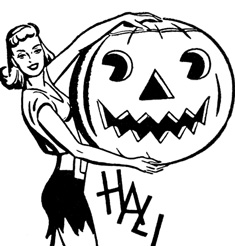 Clipart lady with Halloween Pumpkin