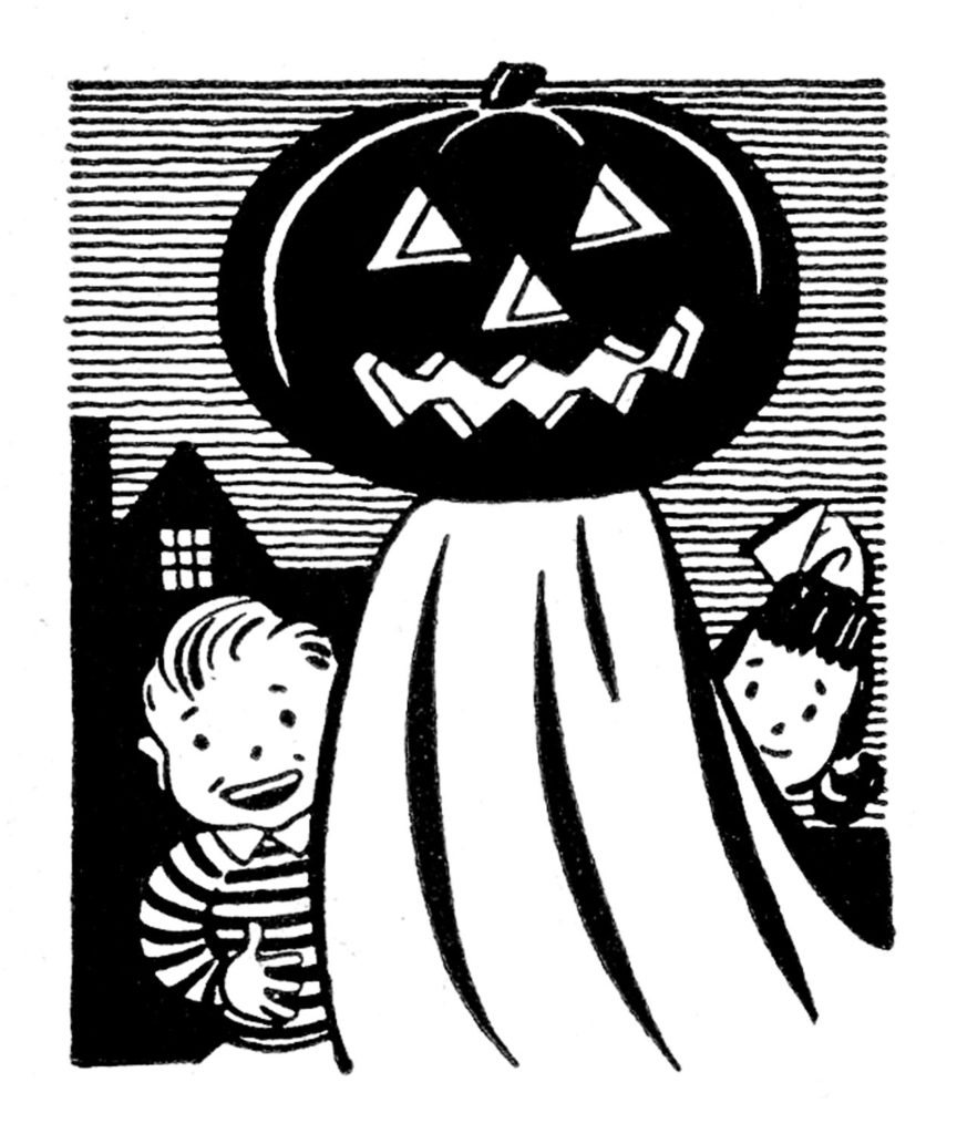 retro pumpkin ghost kids image