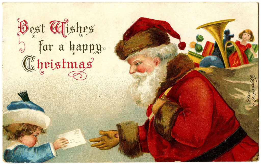 Santa Letter Vintage Illustration