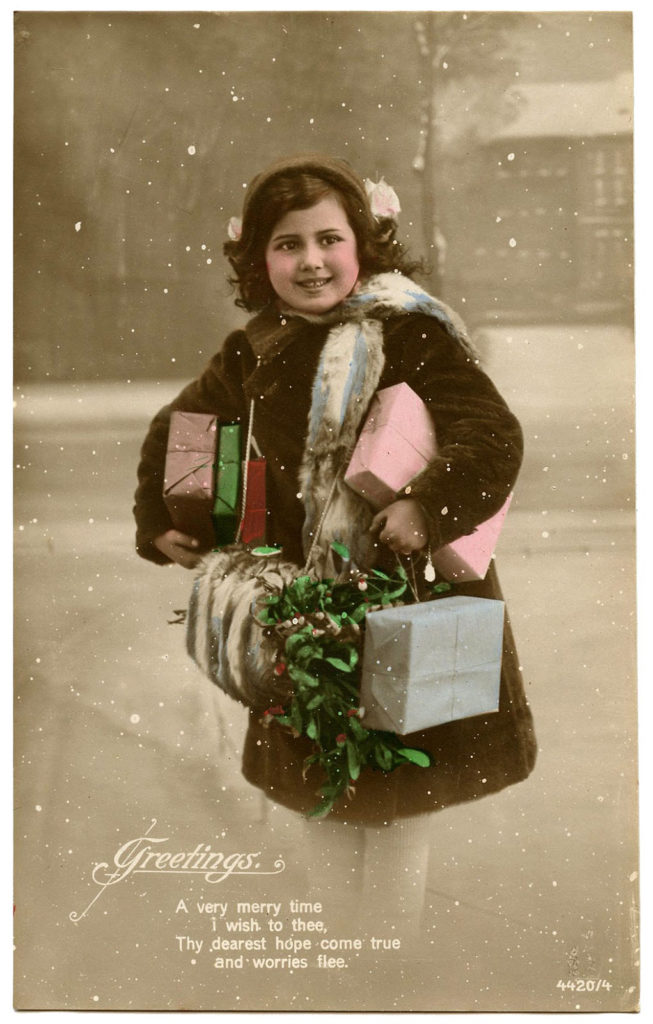 christmas shopping girl gifts snow image