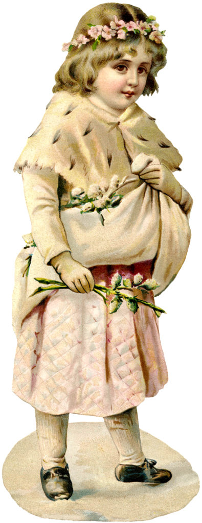 Vintage Girl Flowers Christmas Image