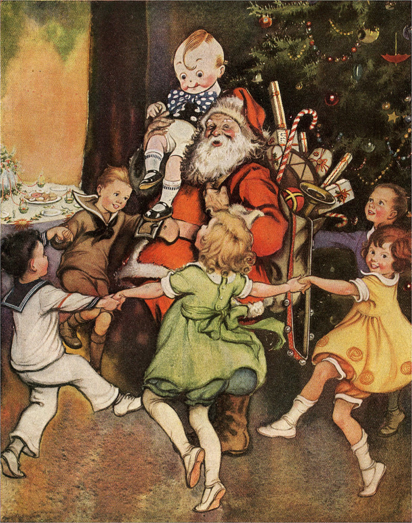 Vintage Christmas Santa Kids Image