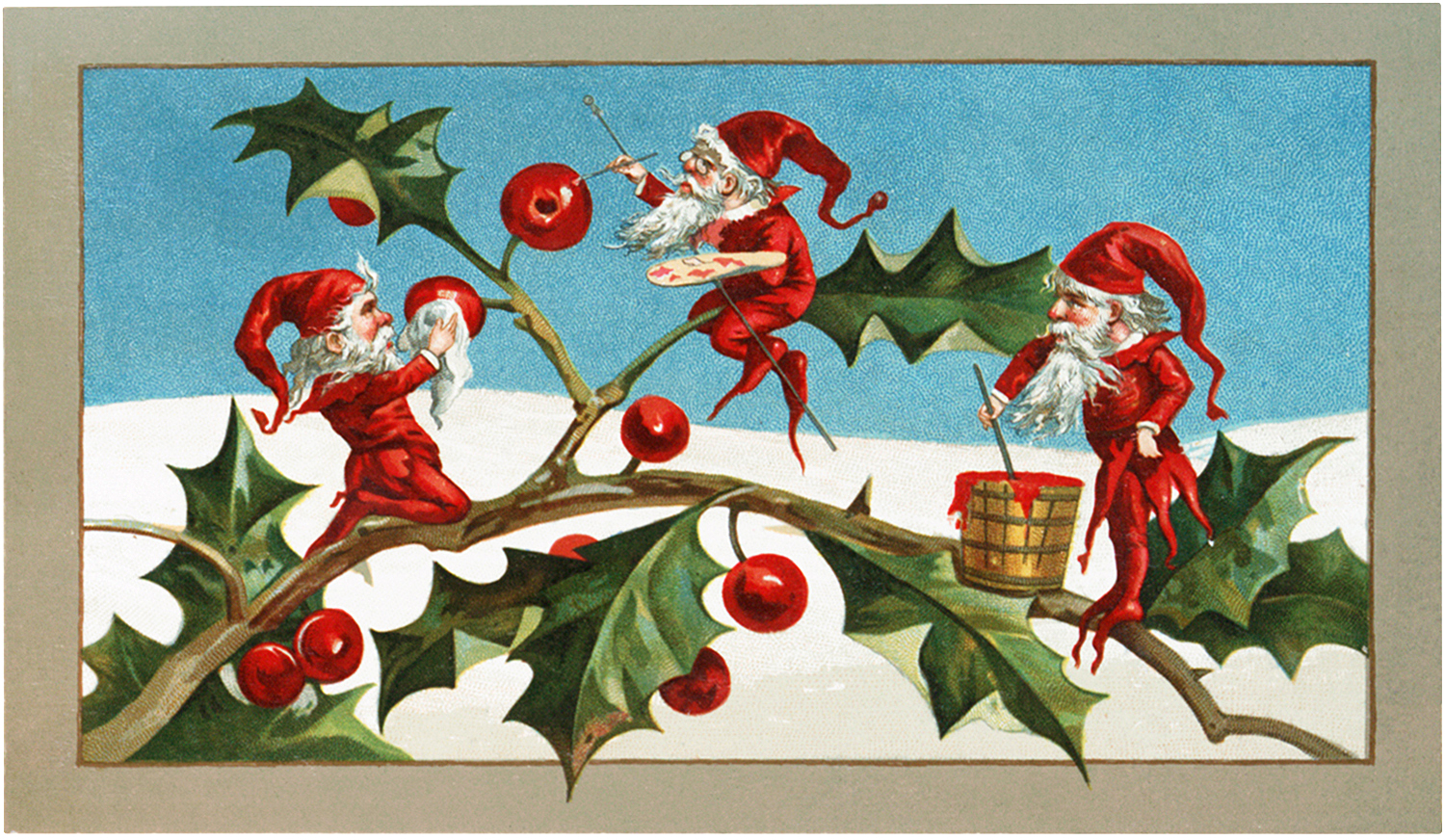 Victorian Elves Xmas Cards