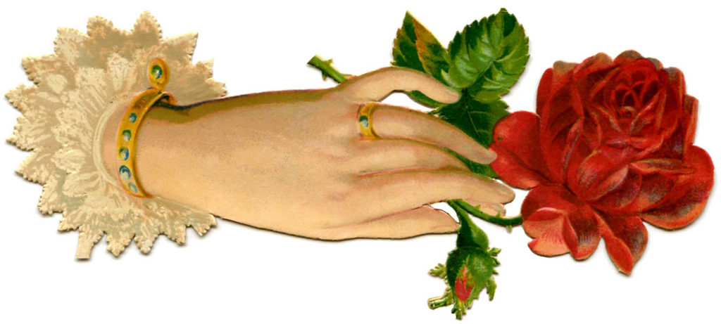 Victorian hand with rose vintage image