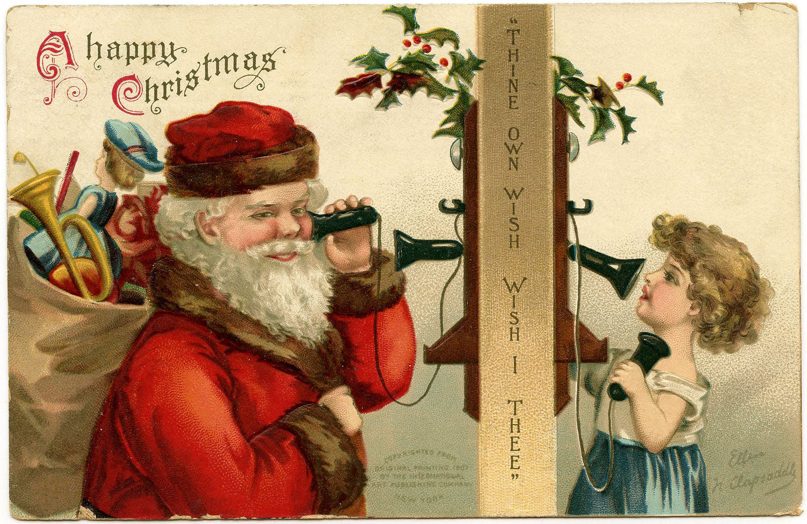 Vintage Santa Phone Call Images.