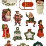 vintage Victorian Christmas scraps digital image bundle