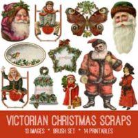 vintage Victorian Christmas scraps ephemera bundle