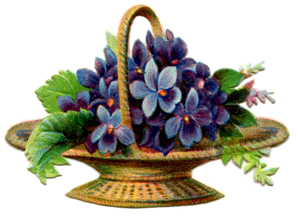 Violet Bouquet Basket Illustration