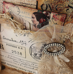 Bohemian journal with lady, lace and jewelry