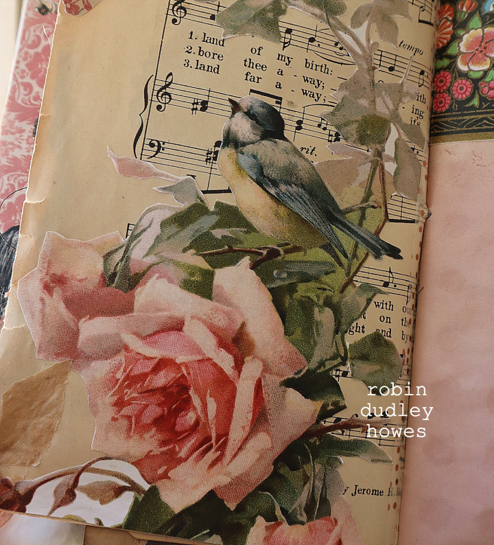 Journal page with rose and bird