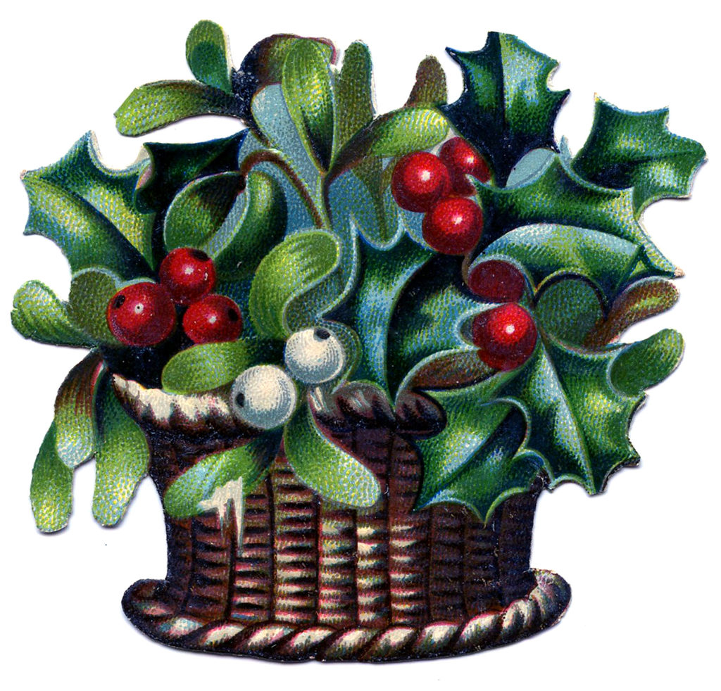 Christmas Basket Holly Arrangement Image