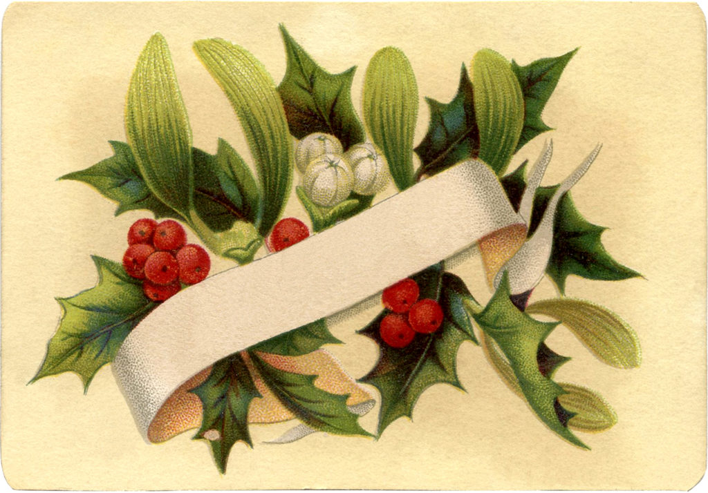 christmas holly label clipart