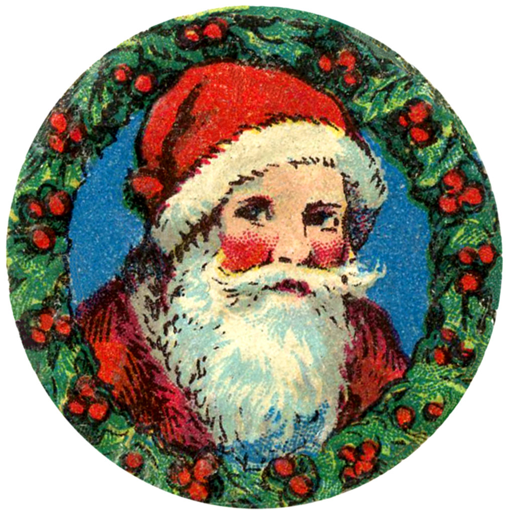 vintage santa framed wreath image