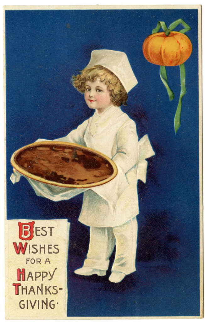 Thanksgiving Pumpkin Pie Image with boy baker