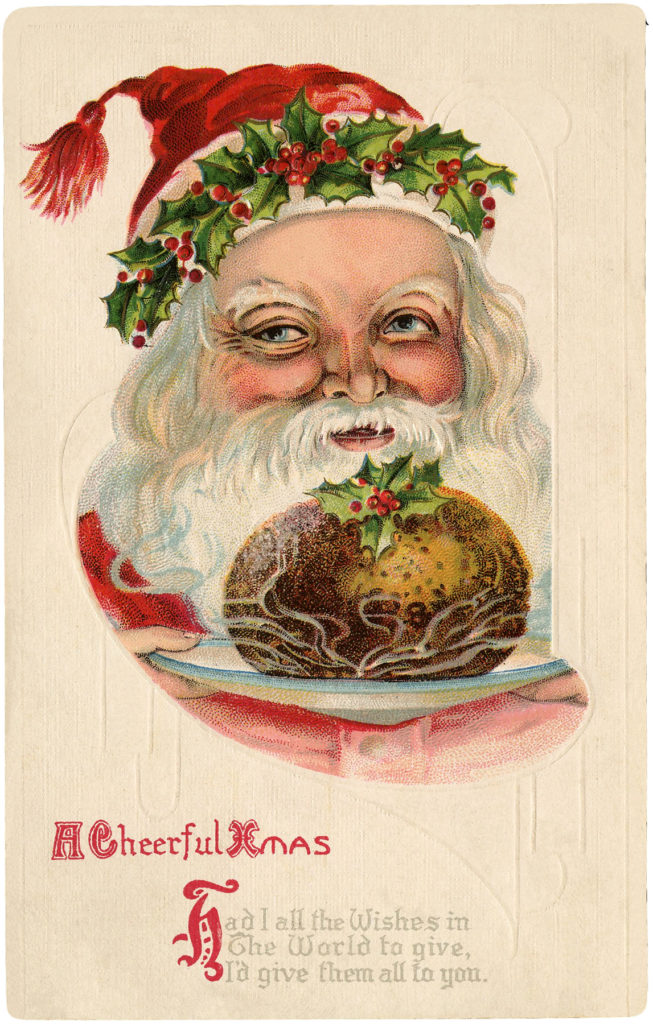 Old World Santa Christmas Pudding Illustration