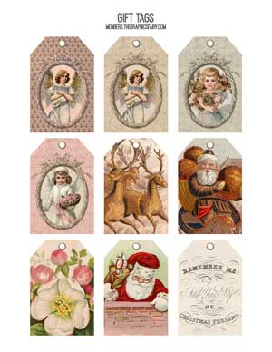Pastel colored Christmas Collage with Angels tags