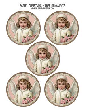 Pastel colored Christmas Collage with Angels stickers