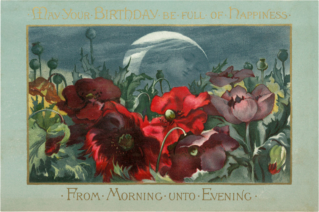 Floral Card Vintage Birthday Clipart