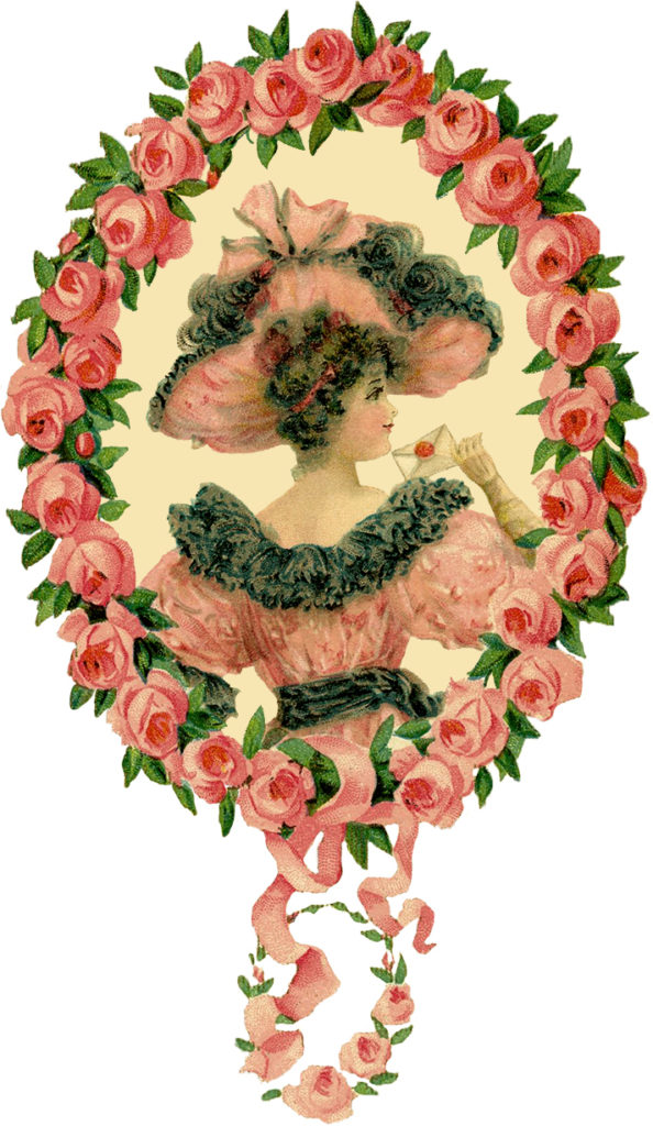 Romantic Lady Floral Frame Clipart