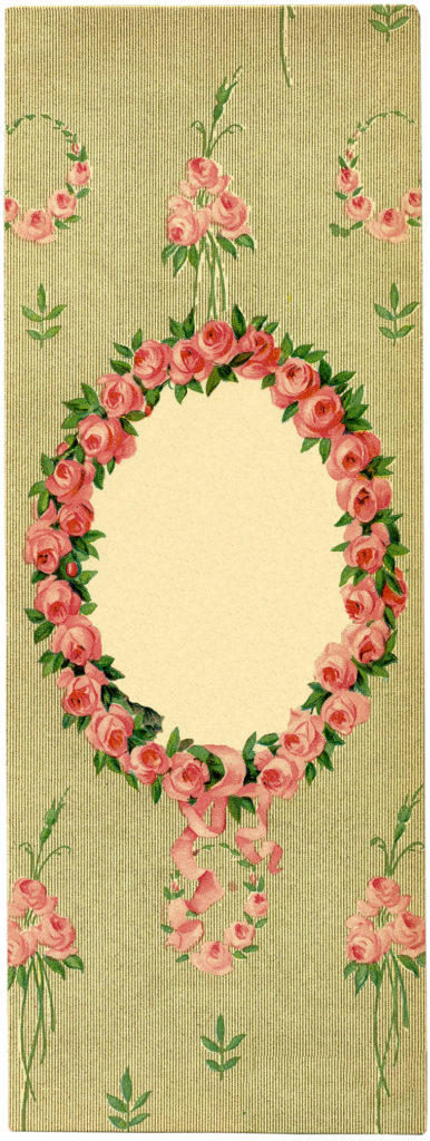 Vintage Card Oval Pink Floral Frame Image