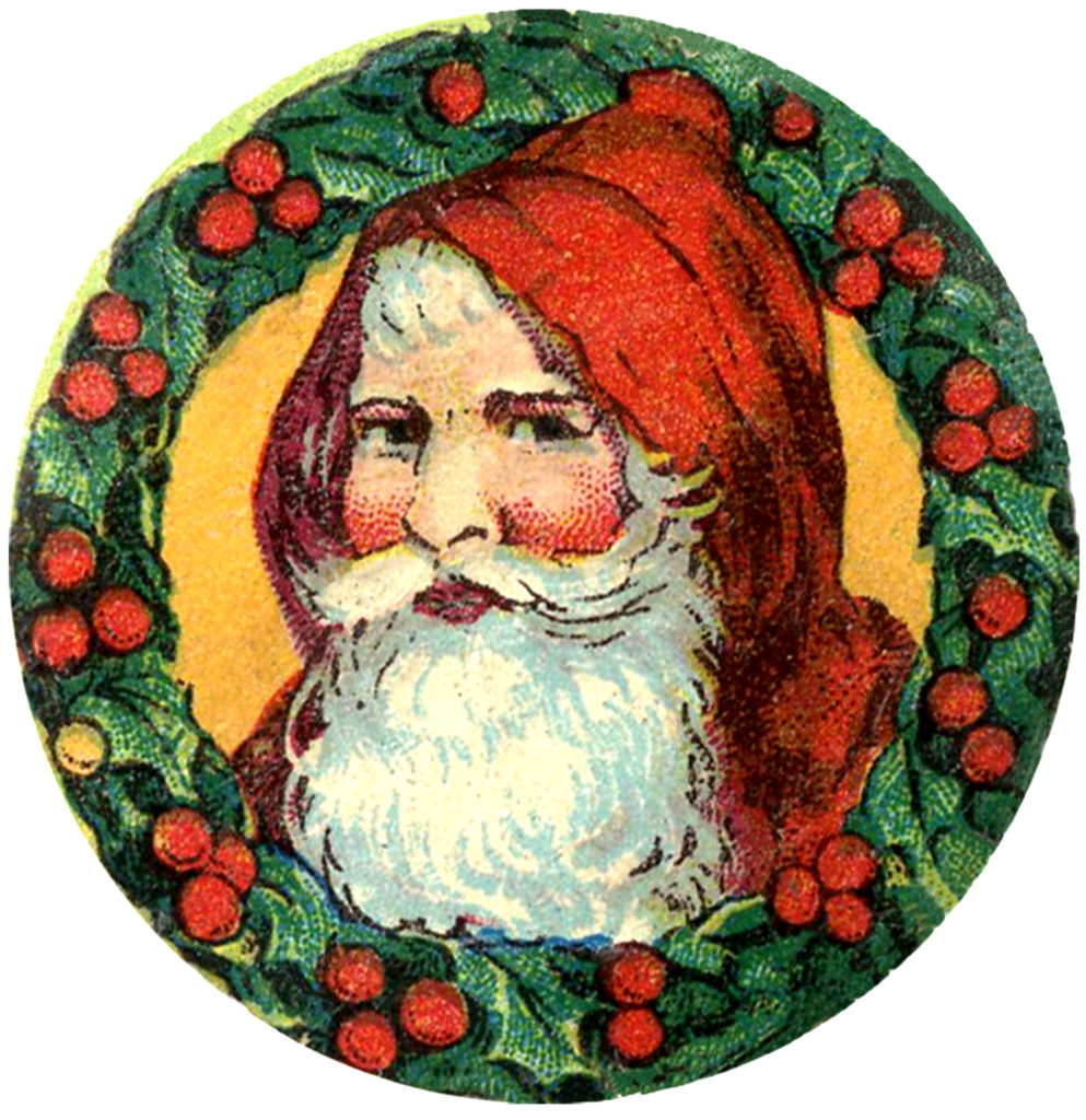 Retro Santa Wreath Image