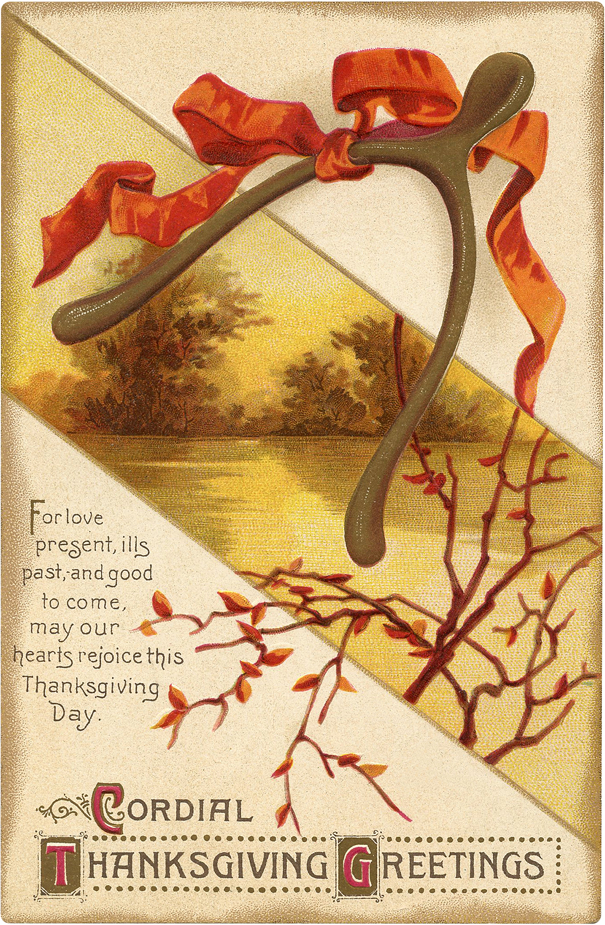Vintage Thanksgiving Wishbone Clipart