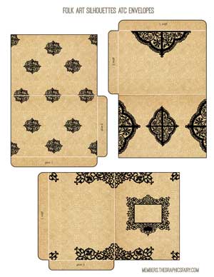 folk art pattern collage envelopes