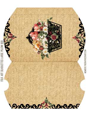folk art pattern collage with flowers box