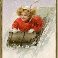 child sledding snow image