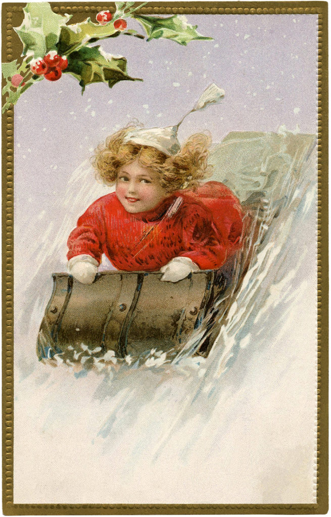 child sledding snow image