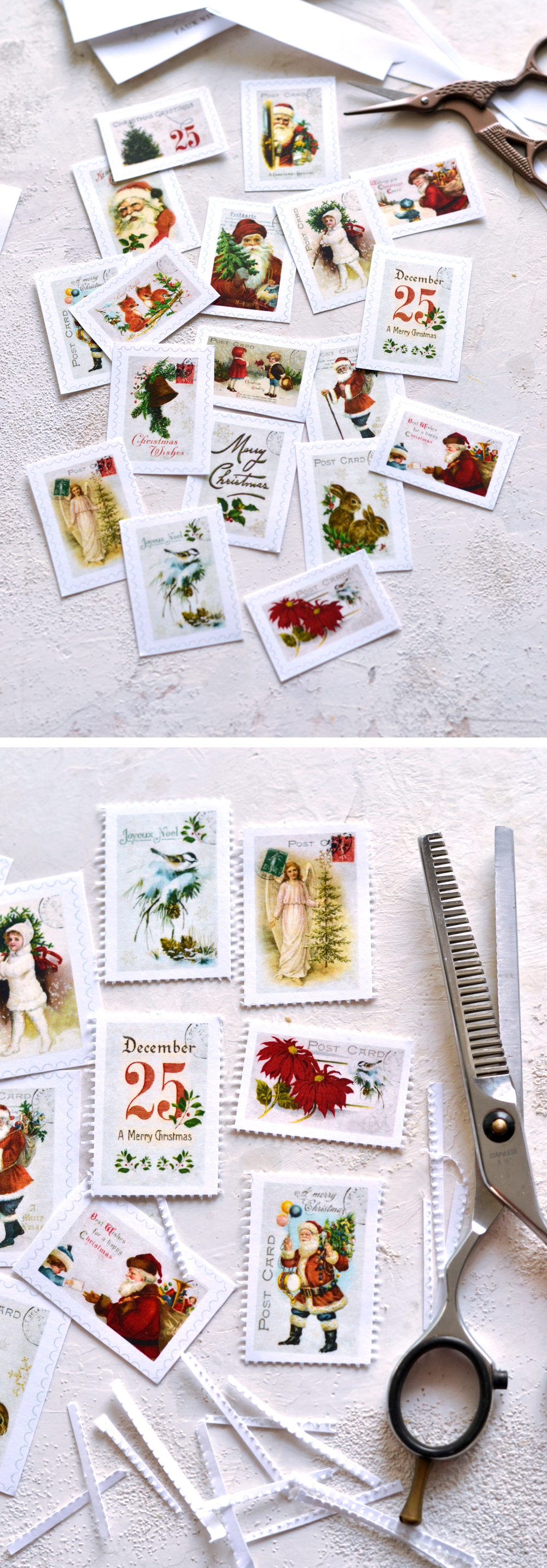 Stamps cut out with scissors