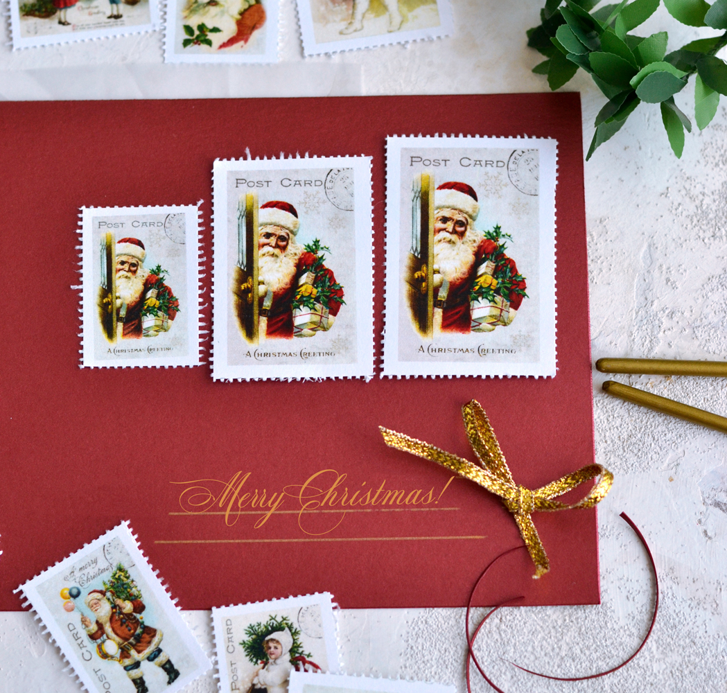 Postage Stamps with santa