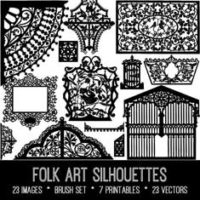 vintage folk art silhouettes bundle