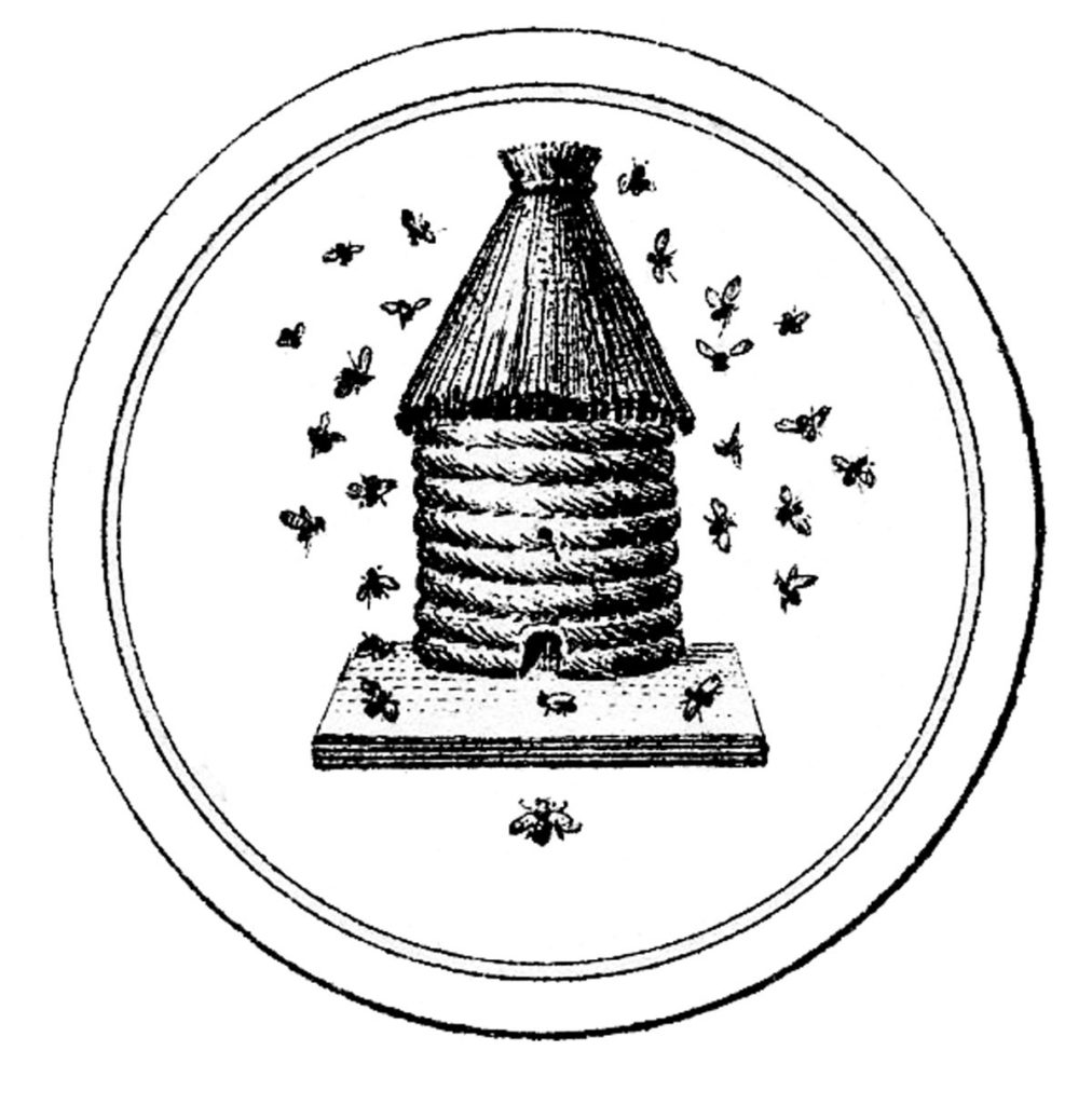 french beehive black white label image