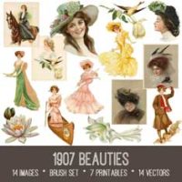 vintage 1907 Beauties ephemera Bundle