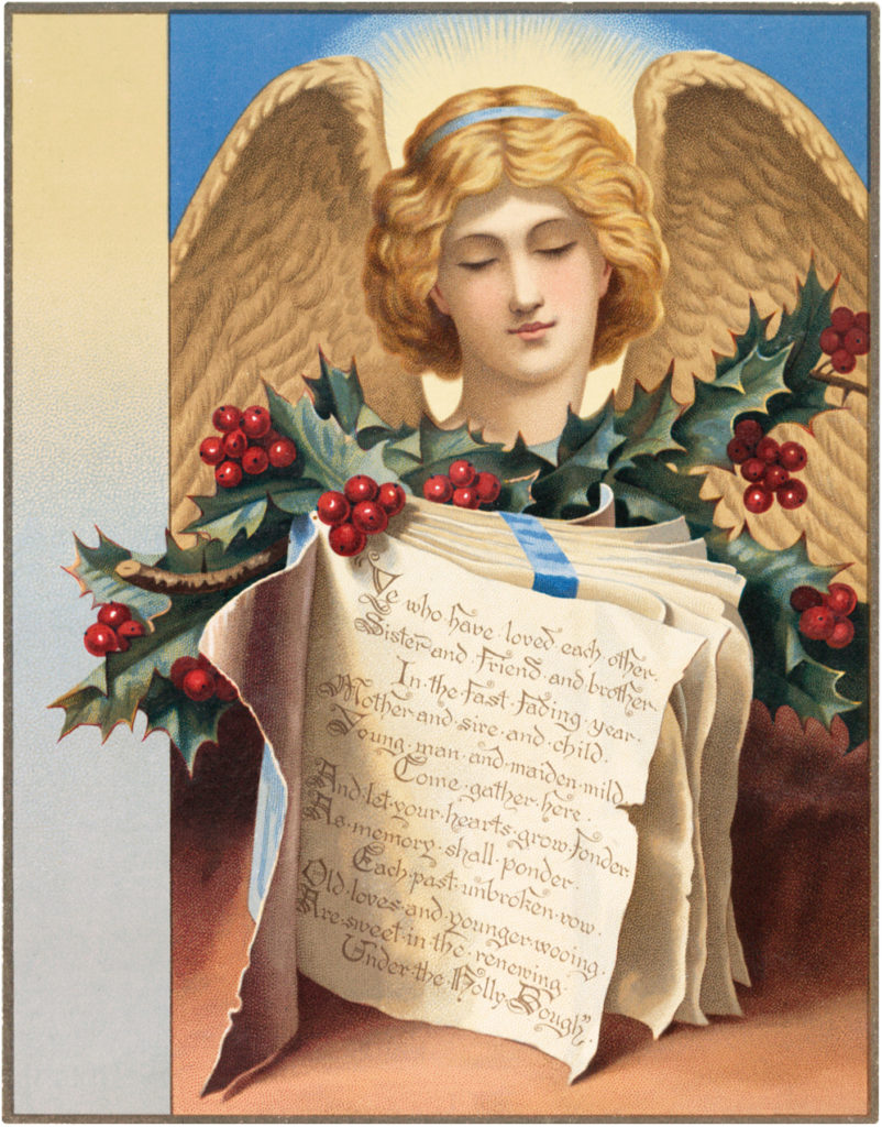 angel Christmas book holly image