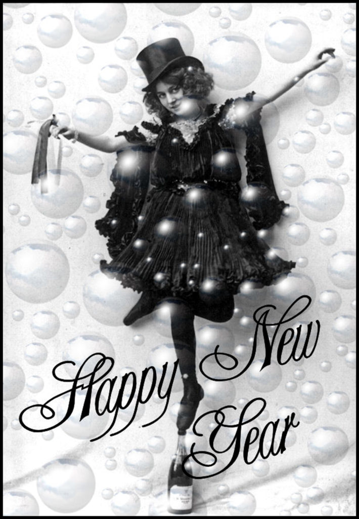 champagne girl bubbles vintage new year photo clipart