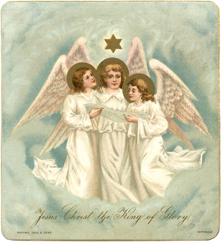 Christmas angels wings clouds star image