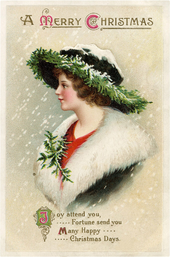 Christmas Hat Lady Image