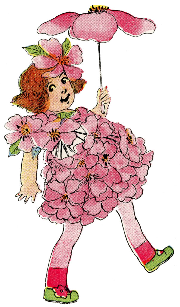 flower fairy pink girl clipart