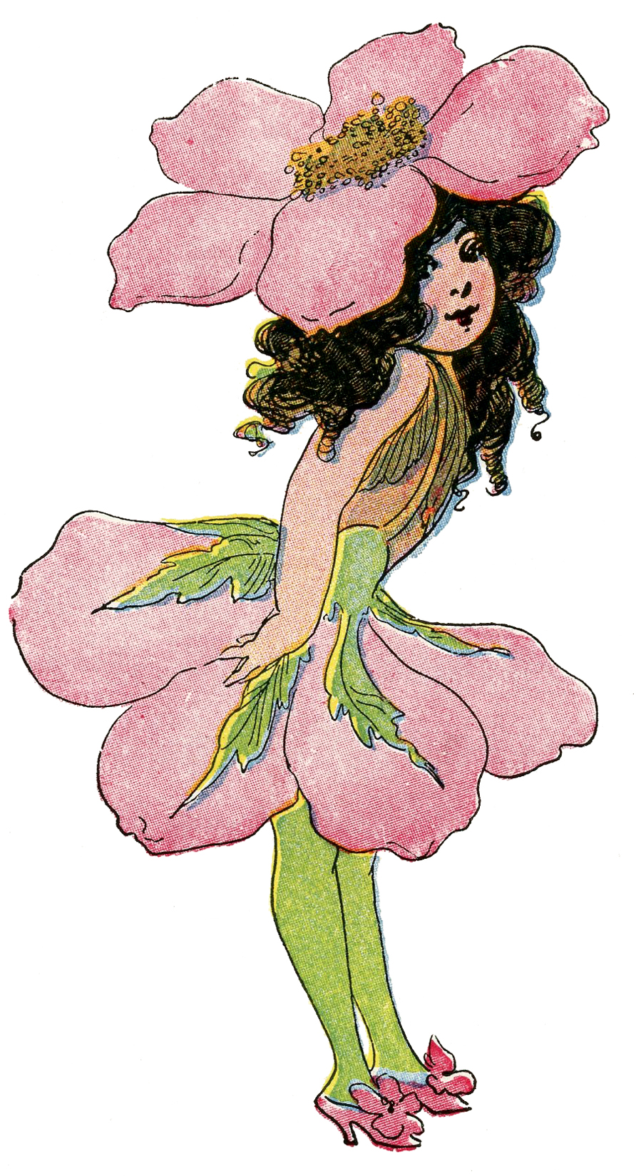Flower Fairy Print,Fairy Picture Gift,Girls Nursery Wall Art Pink 