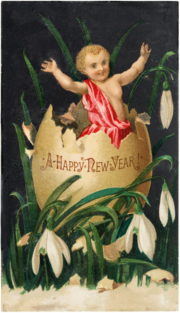 New Year cherub egg clipart