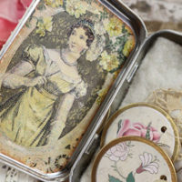 Altoid tin sewing kit journal with lady